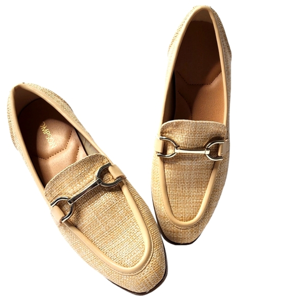 12 Thompson Women's Natural Chain Bit Straw Loafer Size 9 - Picture 2 of 11